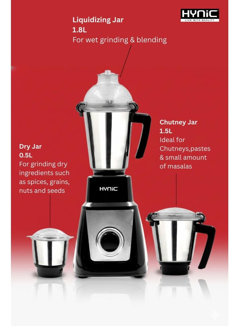 Hynic Mixer Grinder Pyramid 3-in-1 | 750W Powerful Motor | 3 Stainless Steel Jars - Image 5
